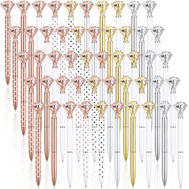 Leinuosen 50 Pieces Bridal Shower Pens Diamond Ballpoint Pen Wedding Crystal Bling Pen with Diamond on Top for Women Girls Gifts Wedding Office School