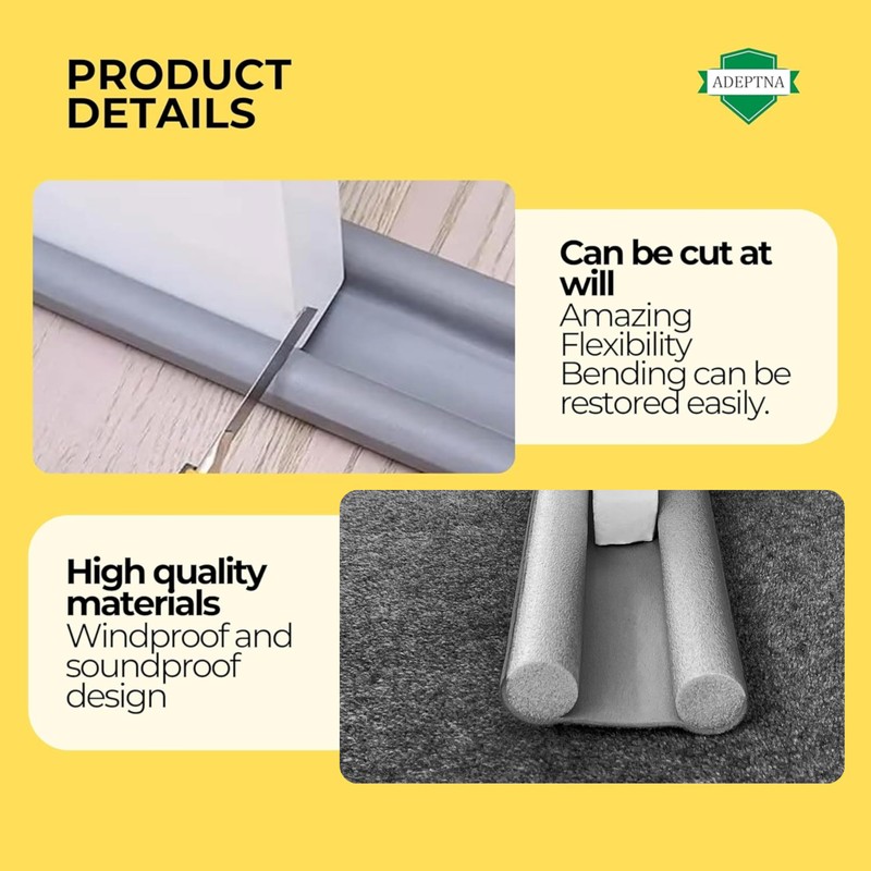 ADEPTNA 2 Pack Under Door Foam Double Draught Excluder -