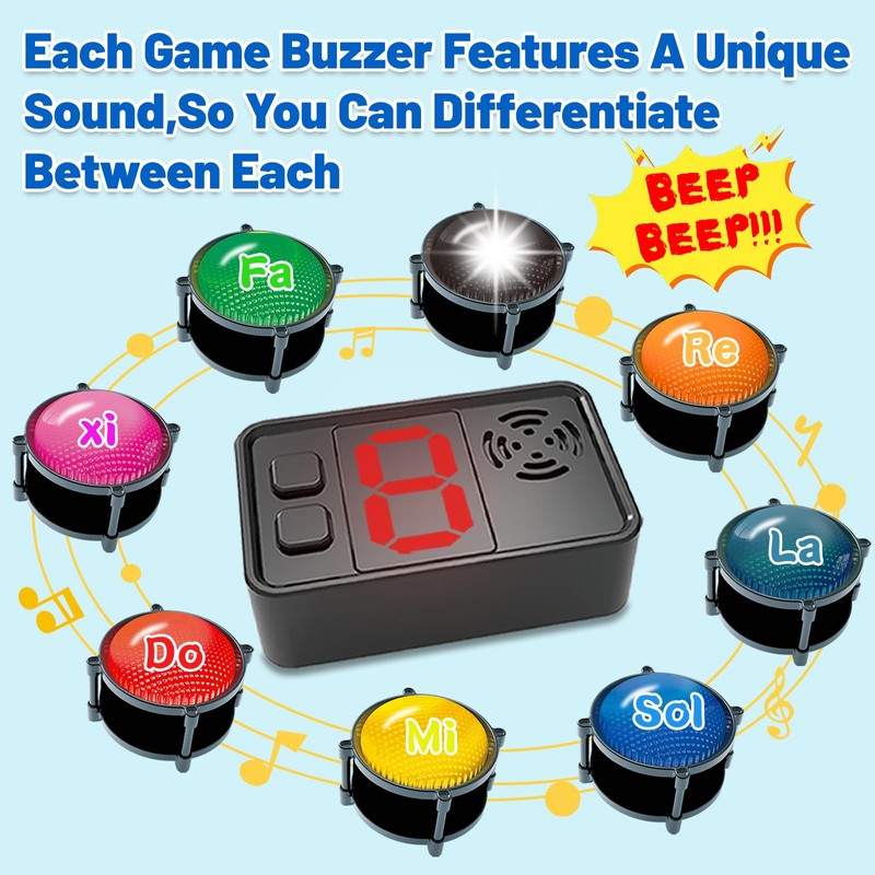 Set of 8 Buzzer for Game Show, Educational and Classroom