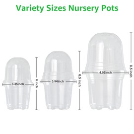 Bonviee Bonviee 36 Packs 3.5/4/5 Inch Clear Nursery Pots with Humidity Domes, Variety Sizes Seed Starting Pots with Drainage Holes, Transparent Garden Containers for Succulents, Flowers and Cactus-Clear