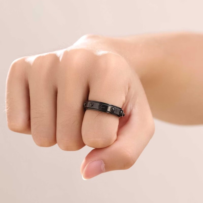 Adreamz 6mm Rosary Spinner Ring for Anxiety Relief Fidget with