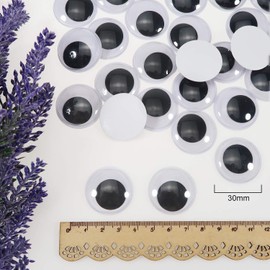 TOAOB 40 Piezas de Ojos móviles autoadhesivos Redondos Negros Blancos 30 mm Ojos de plástico para Scrapbooking artesanías muñeca Accesorios