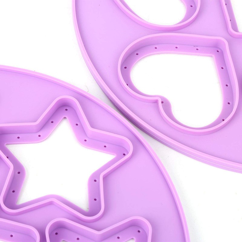 2Pcs Pancake Maker Mold, 7 Cavity Star/Heart Shape Non-Stick Egg