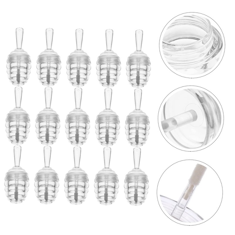 MERRYHAPY 15pcs Honeycomb Lip Gloss Tubes Clear Container Refillable Bottles