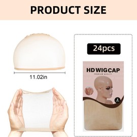 SULIVES 24 Pcs Hd Wig Cap, Breathable and Invisible Wig Caps To Hold Wig in Place with Transparent and Elastic Design, Wig Caps for Men and Women