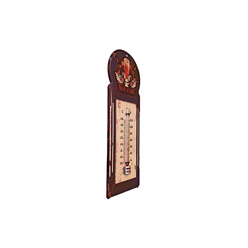 Crispe Analogue Indoor Outdoor Thermometer 'Rock 'n'roll' Metal 29 x