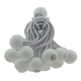 6"white bungee ball,marquee ties,elasticated toggles,shock ties,tarpaulin tie down,camping PACK OF 20