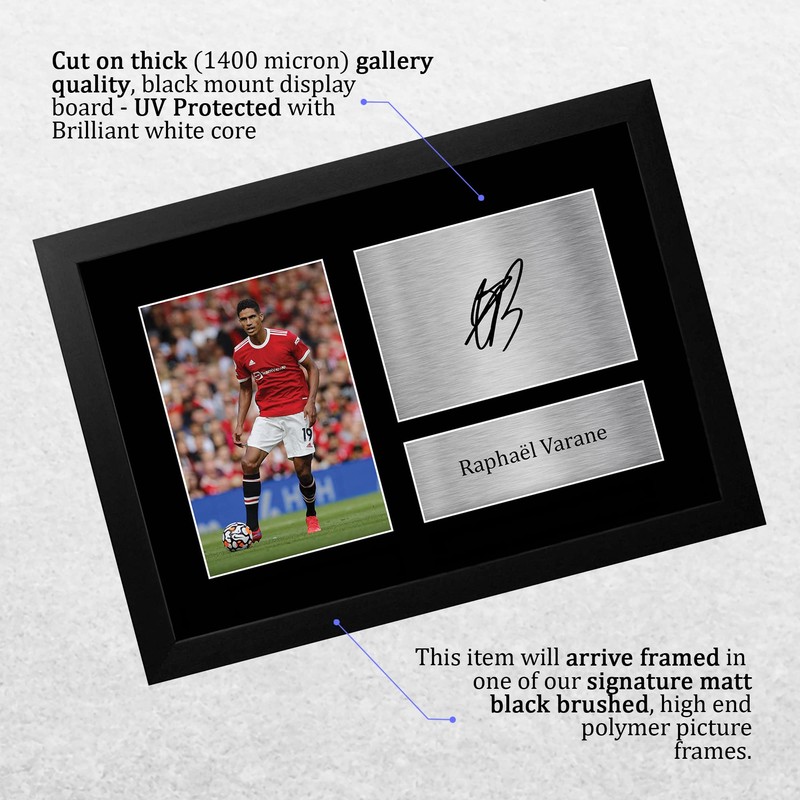 HWC Trading FR A4 Raphael Varane Signed Mounted Photo Display