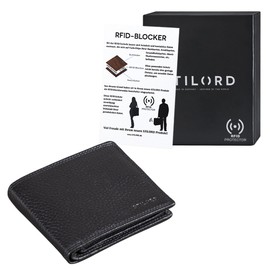 STILORD 'Derek' RFID Wallet Leather Men's Wallet with NFC Protector Vintage Genuine Leather Gift Idea in Gift Box, Colour: Black, black, coin purse