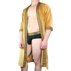 Zuppo Bata Descanso Sexy Elegante Hombre Ocre Terciopelo Zuppo Msi