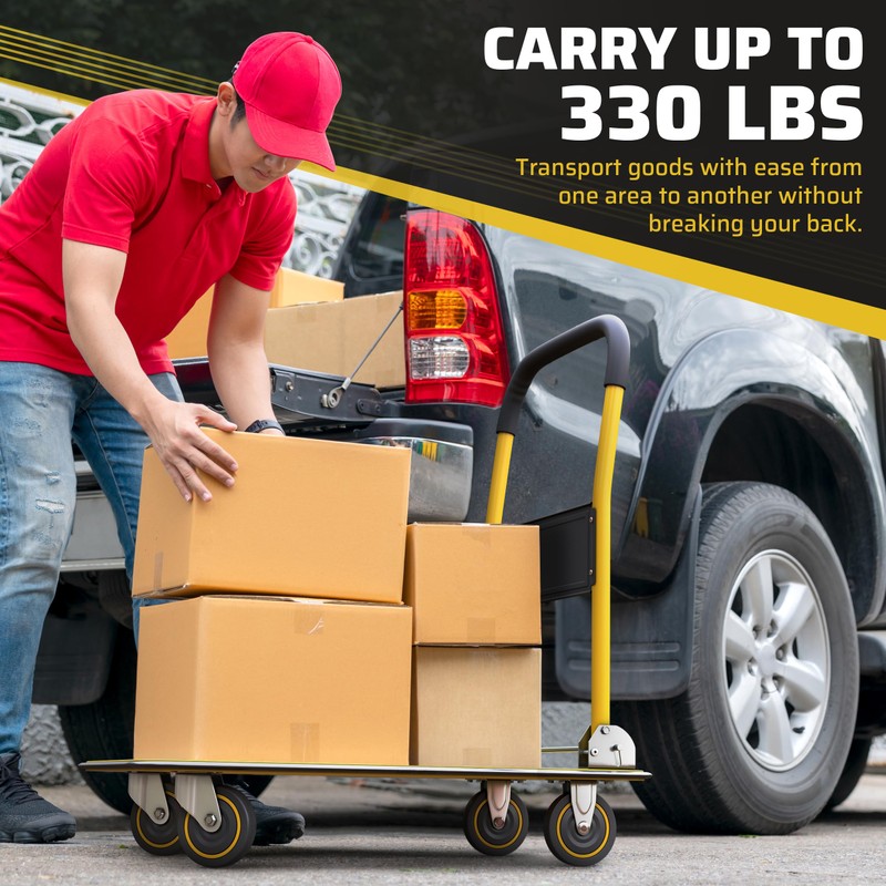 Upgraded Foldable Push Cart Dolly | 330 lbs. Capacity Moving