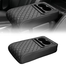 Cojín de Cuero para Reposabrazos de Coche con Portavasos, Cojín de Espuma Viscoelástica para Reposabrazos de Coche con Portavasos y Almacenamiento para Teléfono, Caja Ergonómica Impermeable para