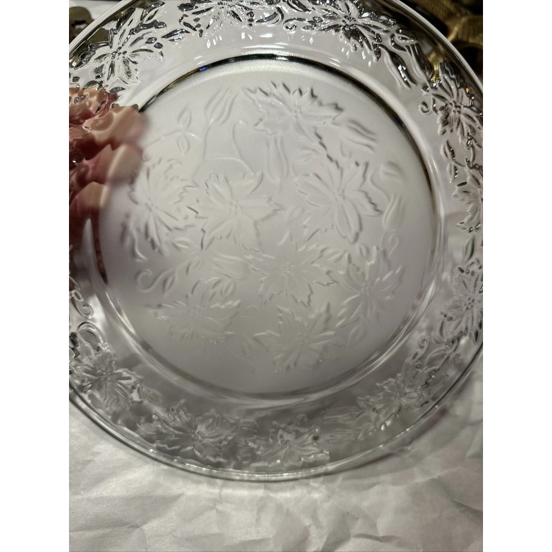 Princess House Fantasia Crystal Dinner Plate Frosted Center 10" 11