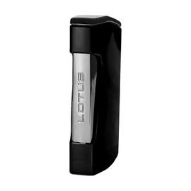 Lotus Chroma Twin Torch Lighter, Metal Housing, Double Flame, Built-in Punch Cutter (Black)