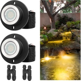 Low Voltage Pond Lighting Underwater Light with UL Cord, IP68 Waterproof LED Pool Lighting, Warm White 2700 K Garden Pond LED for Pool Waterfall Lighting (Transformer Not Included)