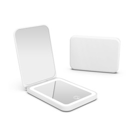 Kintion LED Pocket Mirror, Rechargeable 3 Color Lighting 1X/3X Magnification and Dimmable Compact Mirror, Portable Size Wallet Mirror, Lighted Travel Mirror for Women Gifts, White