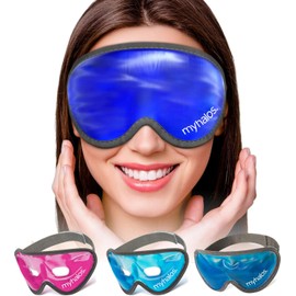 MyHalos® Gel Eye Mask - Reusable Cold Eye Mask with Adjustable Straps- Our Soothing Eye Gel Mask Helps Puffy Eyes, Dark Circles and Hangovers - Our Eye Ice Pack Also Relieves Sinus Pain & Headaches