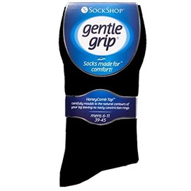 Sock Shop Mens 6-11 Ladies 4-8 Gentle Grip Honeycomb top SocksBlack[Mens Pack Of 3 ,UK 6-11]