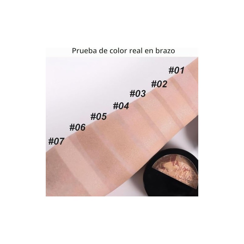 Base de maquillaje en polvo horneado, correctora y con control