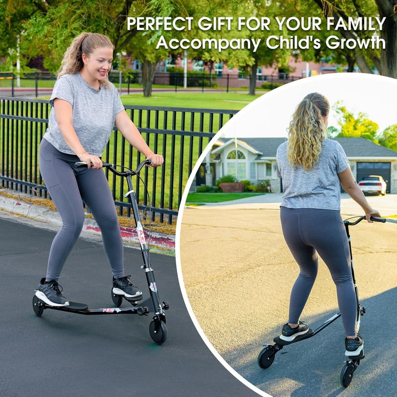 AODI Swing Wiggle Scooter, 3 Wheels Drifting Folding Kick Scooter