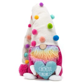 Rae Dunn Valentine's Day Gnome - Holiday Decor Seasonal Decorations - Scandinavian Nordic Tomte Nisse Plush Figurine - 19" Elf with Beard Ornament for Shelf (Choose Kindness (Valentine Gnome))