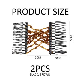 2 Pieces Of Elastic Hair Accessories, Versatile Invisible Comb, Retractable Hair Dispenser, Hair Style Decoration Supplies (Black, Brown).