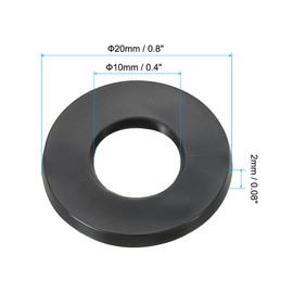 PATIKIL M10 Rubber Flat Washer 10-Piece Set 10mm ID 20mm OD 2mm Thickness Sealing Spacer Gasket Ring Faucet Pipe Water Hose Fastener Bolt Black