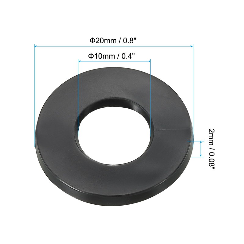 PATIKIL M10 Rubber Flat Washer 10-Piece Set 10mm ID 20mm