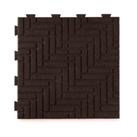 Playsafer Herringbone Rubber Interlocking Tiles | 16 X 16 | Easy Install for Indoor and Outdoor Use (Brown, 1 Tile)