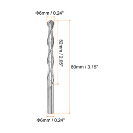 sourcing map Ball Nose End Mill 6mm Diameter 52mm Cutting Length 6mm Shank High Speed Steel 2 Flutes Spiral Upcut CNC Router Bits