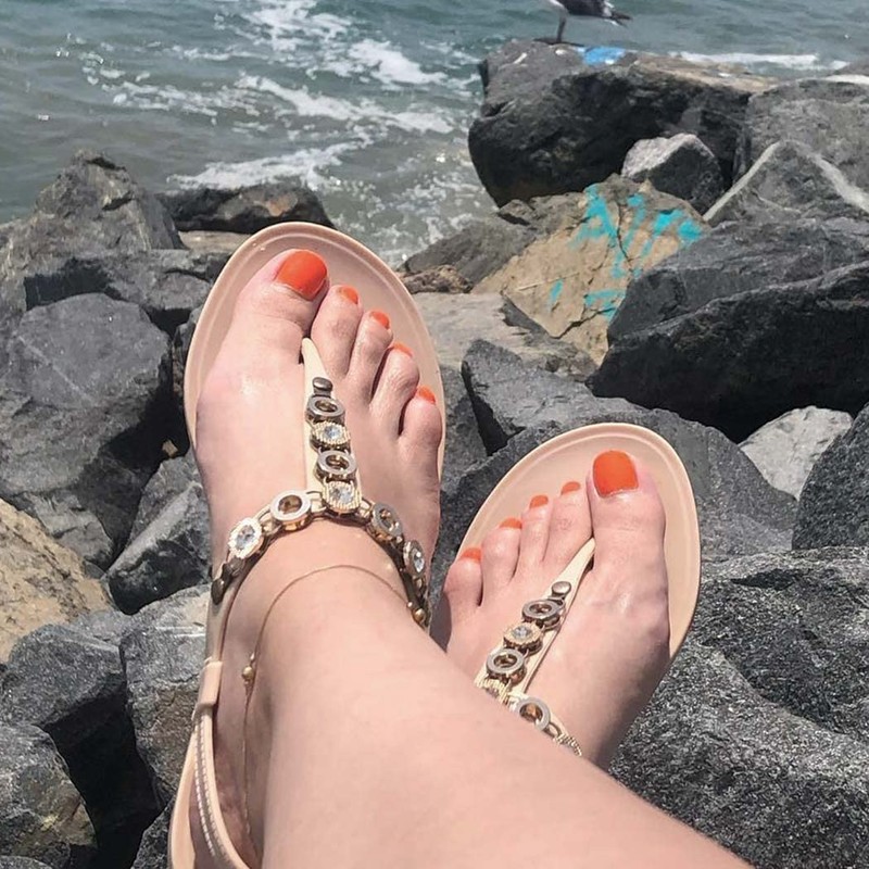 Outyua Orange Square Fake Toenails Solid Matte Press on Toe