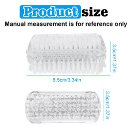 TOATELU Pack of 15 Double-Sided Hand Brush: Plastic Nail Brush, Hand Wash Brush with Hard Bristles, Fingernail Brush for Bathroom, Toilet, Sink, Workshop (Transparent Colour, 8.5 x 3.5 x 1.5 cm)
