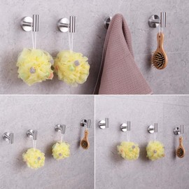 GERZWY Bath Towel Hook SUS 304 Stainless Steel Coat/Robe Clothes Hook for Bath Kitchen Modern Hotel Style Wall Mounted 4 Pack Brushed Finish