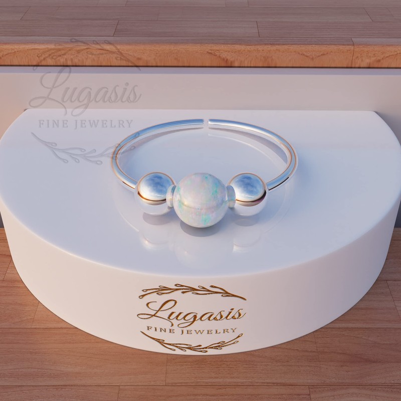 Silver Helix Hoop - Tiny 3mm White Opal Handmade 925