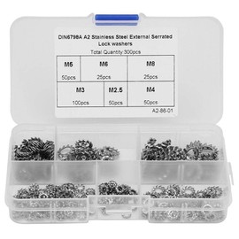 300pcs/set External Dental Lock Washers M2.5 M3 M4 M5 M6 M8 Nuts Tooth Seal Flat Gasket Assortment