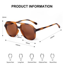 KFPH Retro Double Bridge Sunglasses for Women Men Classic 70s Stylish Vintage Square Sun Glasses