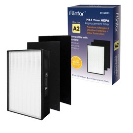 Flintar Type A2 Replacement Filter, Made in TAIWAN, Compatible with Filtrete Room Air Purifier FAP-C02-A2, FAP-C03-A2, FAP-T03-A2, FAP-SC02L, Part # 1150101, Filter A2, 1-Pack
