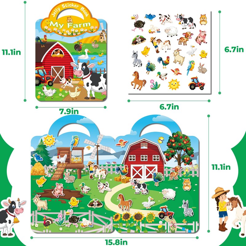 Kalysky 6 Pack Reusable Jelly Sticker Books for Toddlers 2-6