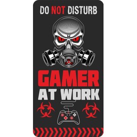 DO NOT DISTURB GAMER AT WORK BIOHAZARD SKULL - Sticker for Childrens Bedroom Door/Wall/Window - 197mm x 103mm - Simply Peel & Stick