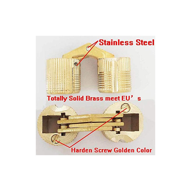 TOOLSTAR Barrel Hinge, 180° Opening Angle, Brass Hidden Hinge, Invisible