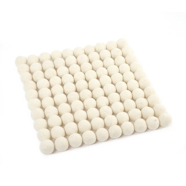 Glaciart One Wool Felt Balls, Felt Ball (60 Pieces) 2.5 Centimeters - 1 Inch, Handmade Felted Pure White Color - Bulk Small Puff for Felting and Garland