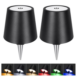 DUSKTEC Wireless Wine Bottle Lampshade, 8 RGB Light Modes, Light Temperature 3000-6500K, Rechargeable Touch Wine Bottle Lamp, Portable Wireless Wine Bottle Lamp, Bar Lights, Party, Gift (Black, 2PCS)