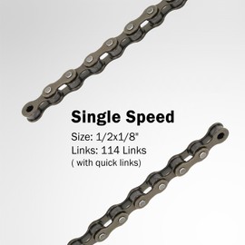 Hycline Bike Chain Single Speed,Bicycle Chain 1/2x1/8 Inch,Special Steel for Road Mountain Racing Cycling (114 Links)