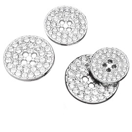 ftiemlovde 4 Hole Elegant Look 10 Buttons Silver for Sewing with Rhinestones for Cardigan, Dirndl, Costumes, Coat and Blazer (B10S 23 mm)