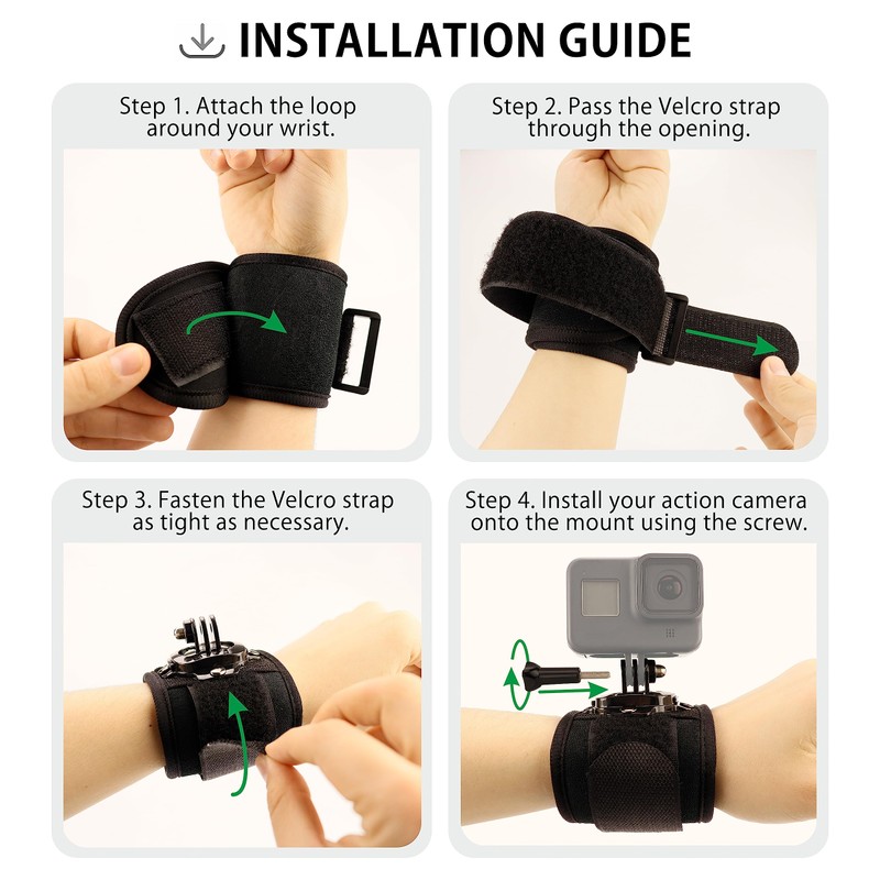 MyGadget Wrist Mount Compatible with GoPro, 360 Degree Rotatable with
