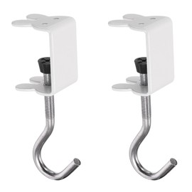 HARFINGTON 2pcs Desk Hook Clamp 0.2"-1.4" Clamping Range Rabbit Shape Bag Hook for Backpack Table Purse Clothes Portable Desk Mount Bag Holder Hook Clamp, White