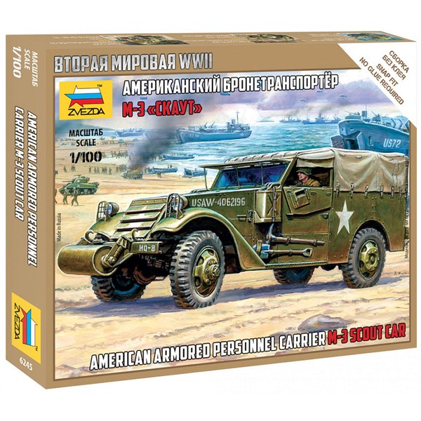 Zvezda Model 6245 American Armored Personnel Carrier M-3 Scout Car