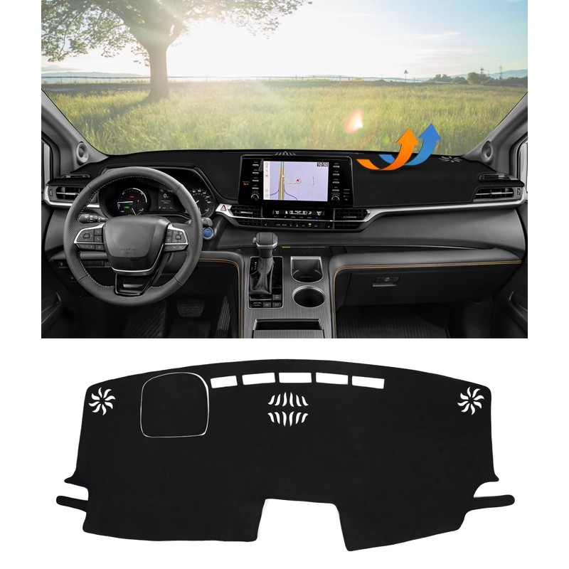 BIBLOZ Dash Cover for Toyota Sienna 2021-2025 Accessories Black Flannel