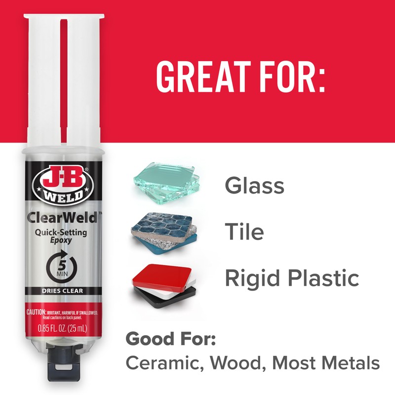 J-B Weld 50112 ClearWeld 5 Minute Set Epoxy Syringe -