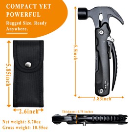 Cool Multitool Hammer Gifts for Men - Unique Birthday Gifts for Him, Stocking Stuffers for Teens Boys, 12 in 1 Tools Gadget for Camping Repairs Hiking, Fathers Day Valentines White Elephant Gift Ideas